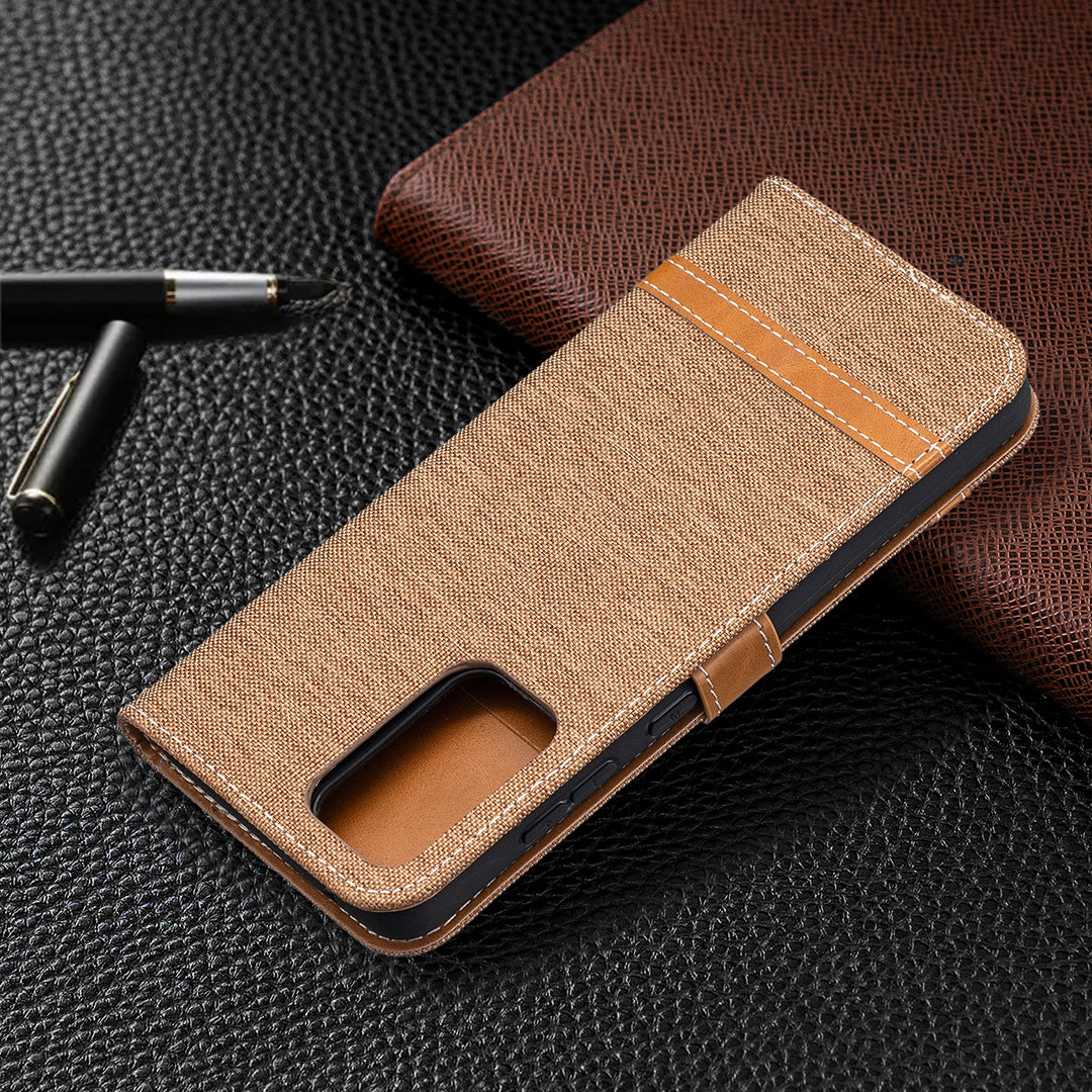 For Samsung Galaxy A52 4G/5G / A52s 5G Color Splicing Jeans Cloth Surface Wallet Leather Phone Cover