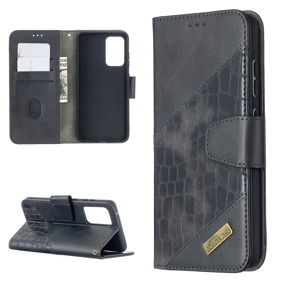 BF04 Splicing Crocodile Texture Protector Wallet Stand Leather Case for Samsung Galaxy A52 4G/5G / A52s 5G