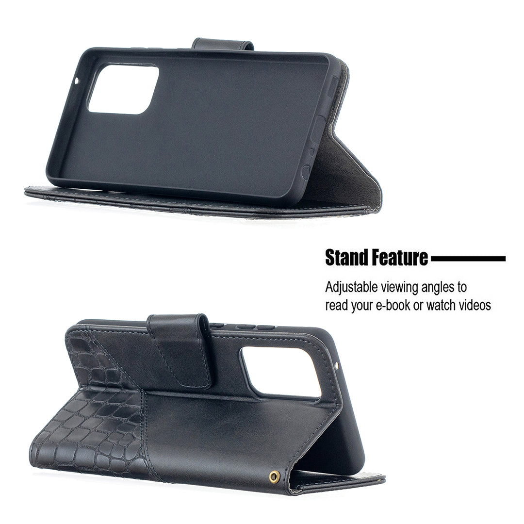 BF04 Splicing Crocodile Texture Protector Wallet Stand Leather Case for Samsung Galaxy A52 4G/5G / A52s 5G