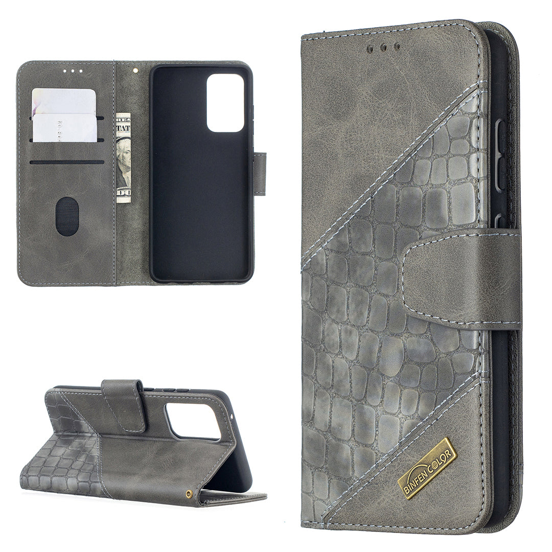 BF04 Splicing Crocodile Texture Protector Wallet Stand Leather Case for Samsung Galaxy A52 4G/5G / A52s 5G
