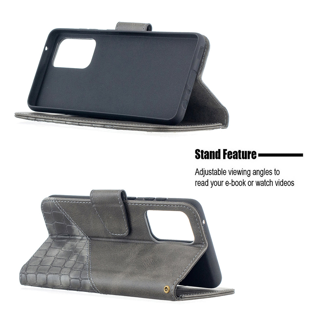 BF04 Splicing Crocodile Texture Protector Wallet Stand Leather Case for Samsung Galaxy A52 4G/5G / A52s 5G