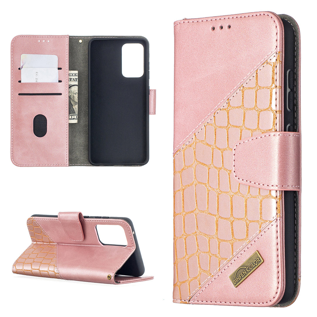BF04 Splicing Crocodile Texture Protector Wallet Stand Leather Case for Samsung Galaxy A52 4G/5G / A52s 5G