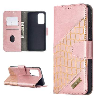 BF04 Splicing Crocodile Texture Protector Wallet Stand Leather Case for Samsung Galaxy A52 4G/5G / A52s 5G