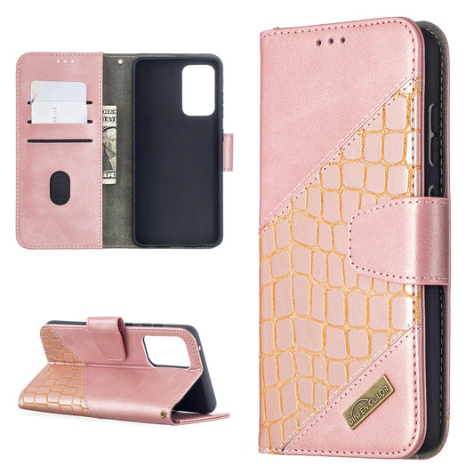 BF04 Splicing Crocodile Texture Protector Wallet Stand Leather Case for Samsung Galaxy A52 4G/5G / A52s 5G