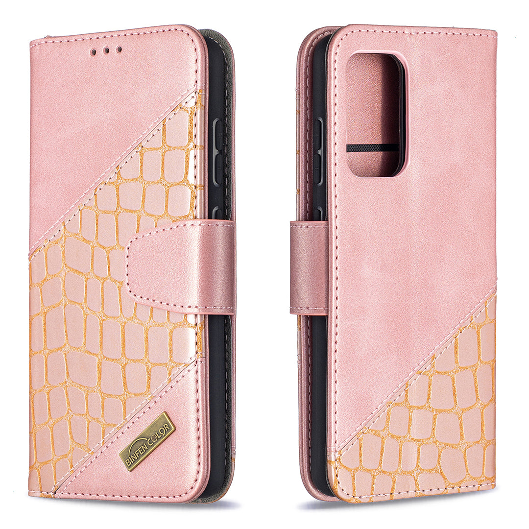 BF04 Splicing Crocodile Texture Protector Wallet Stand Leather Case for Samsung Galaxy A52 4G/5G / A52s 5G
