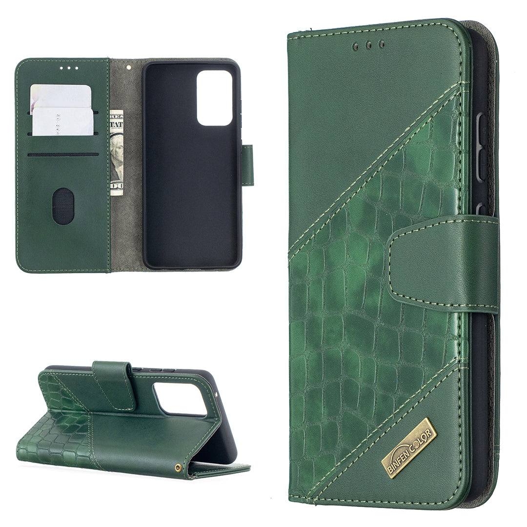 BF04 Splicing Crocodile Texture Protector Wallet Stand Leather Case for Samsung Galaxy A52 4G/5G / A52s 5G