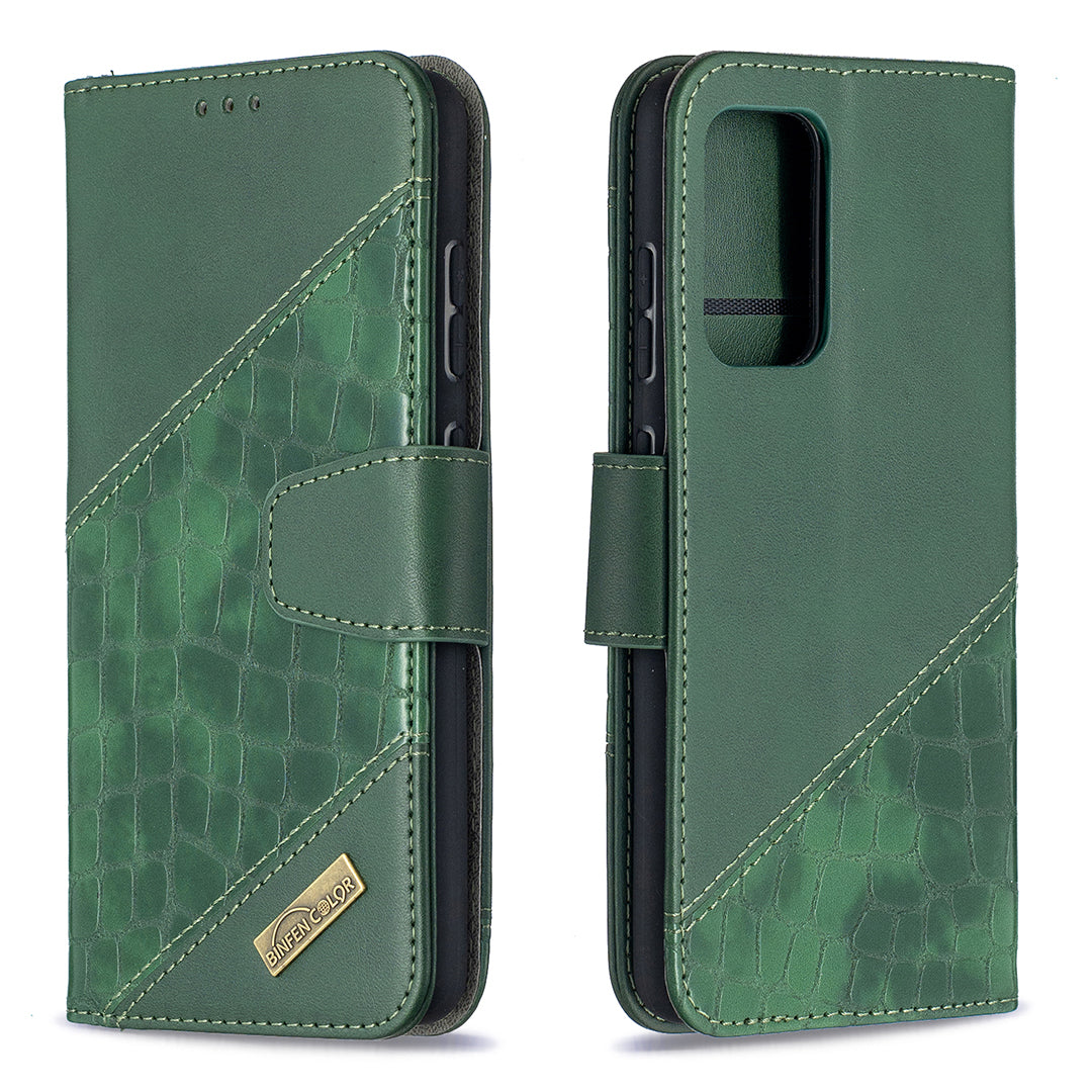BF04 Splicing Crocodile Texture Protector Wallet Stand Leather Case for Samsung Galaxy A52 4G/5G / A52s 5G