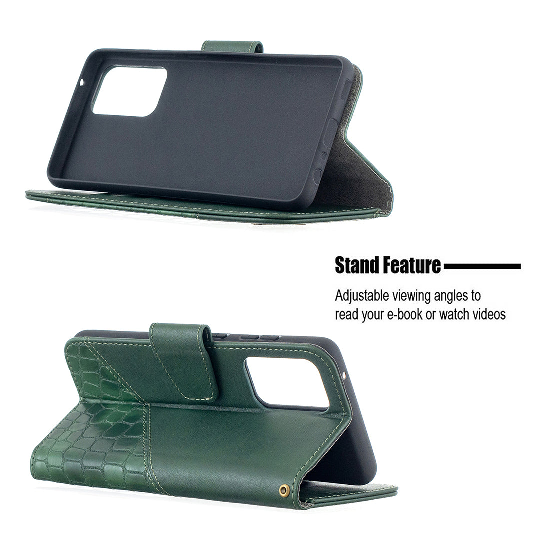 BF04 Splicing Crocodile Texture Protector Wallet Stand Leather Case for Samsung Galaxy A52 4G/5G / A52s 5G