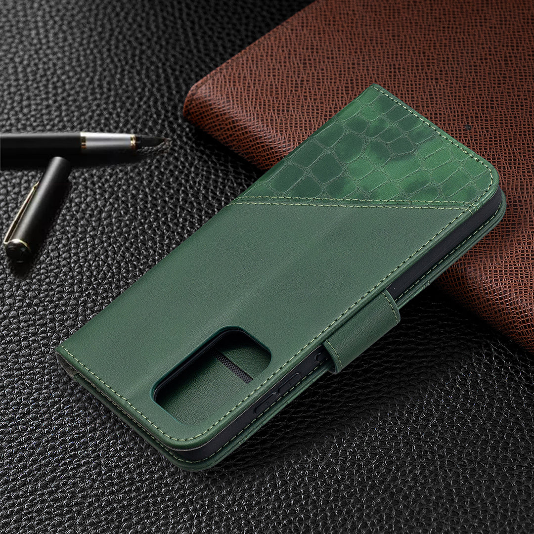 BF04 Splicing Crocodile Texture Protector Wallet Stand Leather Case for Samsung Galaxy A52 4G/5G / A52s 5G