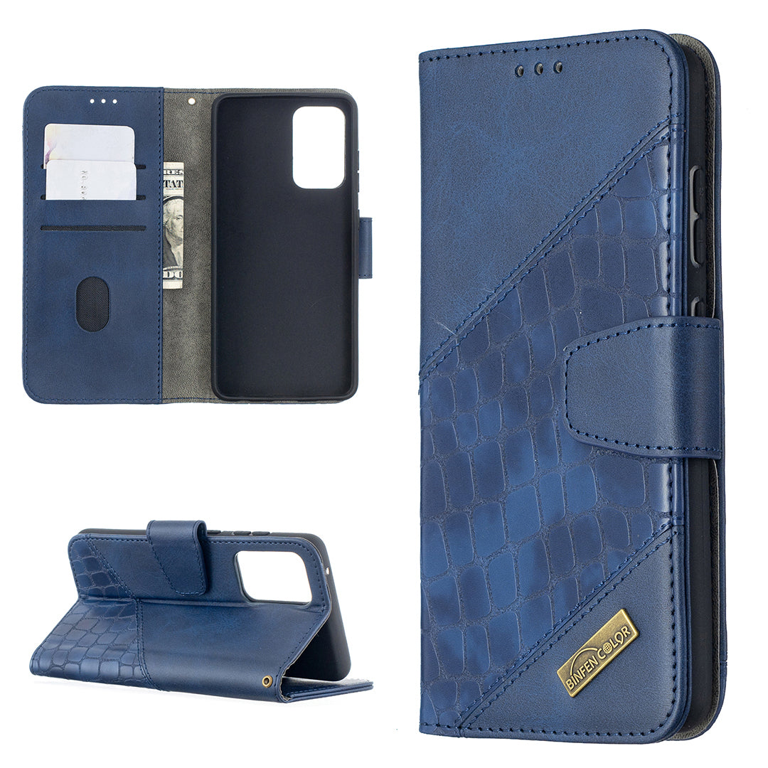 BF04 Splicing Crocodile Texture Protector Wallet Stand Leather Case for Samsung Galaxy A52 4G/5G / A52s 5G