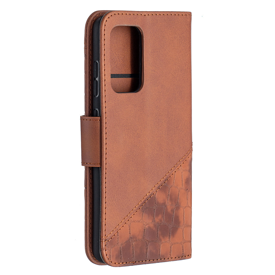 BF04 Splicing Crocodile Texture Protector Wallet Stand Leather Case for Samsung Galaxy A52 4G/5G / A52s 5G