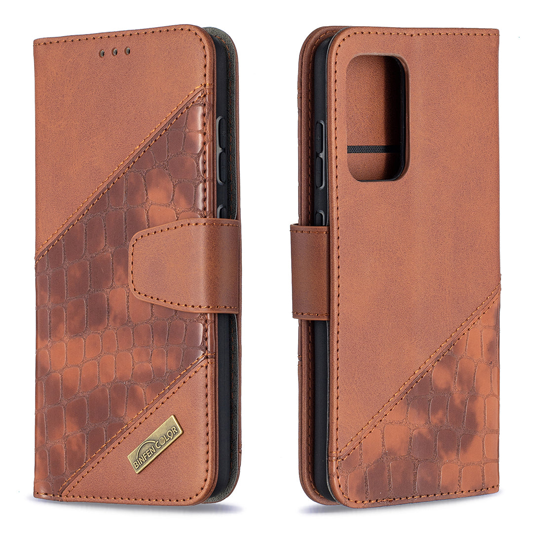 BF04 Splicing Crocodile Texture Protector Wallet Stand Leather Case for Samsung Galaxy A52 4G/5G / A52s 5G