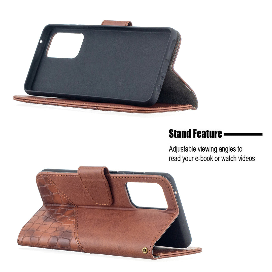 BF04 Splicing Crocodile Texture Protector Wallet Stand Leather Case for Samsung Galaxy A52 4G/5G / A52s 5G