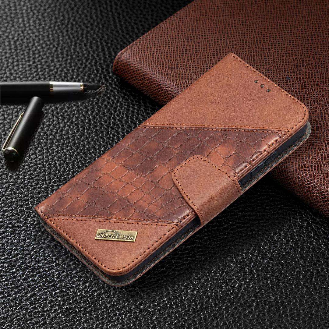 BF04 Splicing Crocodile Texture Protector Wallet Stand Leather Case for Samsung Galaxy A52 4G/5G / A52s 5G