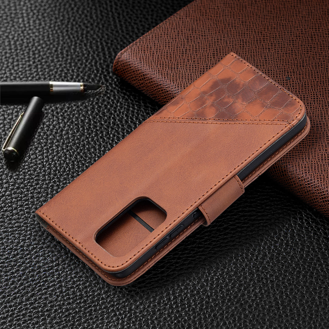 BF04 Splicing Crocodile Texture Protector Wallet Stand Leather Case for Samsung Galaxy A52 4G/5G / A52s 5G