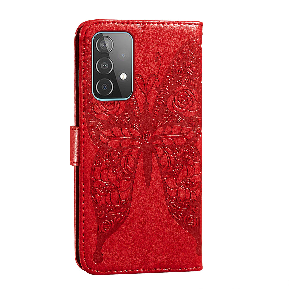 For Samsung Galaxy A52 4G/5G / A52s 5G Imprinted Rose Flower Butterflies Pattern Leather Wallet Stand Case