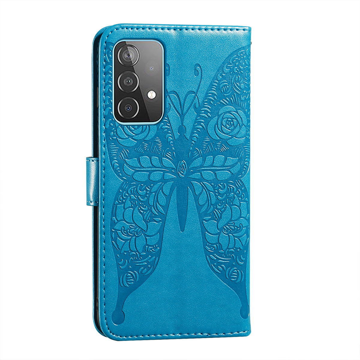 For Samsung Galaxy A52 4G/5G / A52s 5G Imprinted Rose Flower Butterflies Pattern Leather Wallet Stand Case
