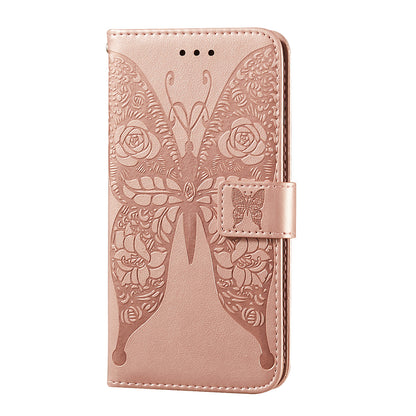 For Samsung Galaxy A52 4G/5G / A52s 5G Imprinted Rose Flower Butterflies Pattern Leather Wallet Stand Case