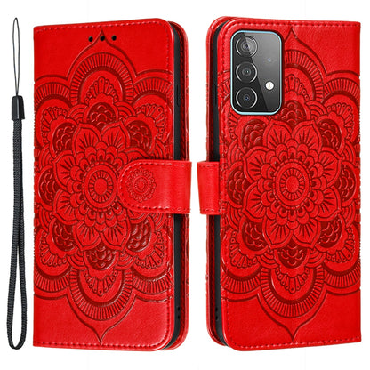 Imprint Mandala Flower Wallet Leather Cover for Samsung Galaxy A52 4G/5G / A52s 5G Protective Stand Shell