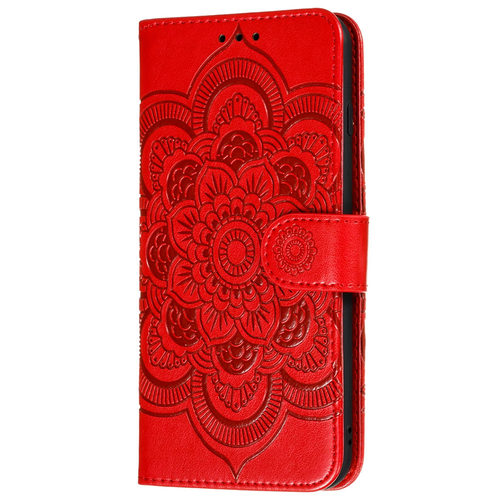 Imprint Mandala Flower Wallet Leather Cover for Samsung Galaxy A52 4G/5G / A52s 5G Protective Stand Shell