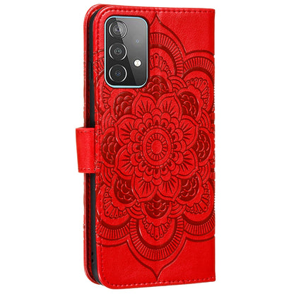 Imprint Mandala Flower Wallet Leather Cover for Samsung Galaxy A52 4G/5G / A52s 5G Protective Stand Shell