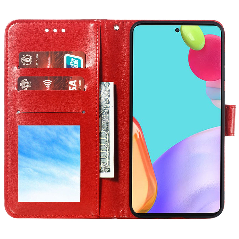 Imprint Mandala Flower Wallet Leather Cover for Samsung Galaxy A52 4G/5G / A52s 5G Protective Stand Shell