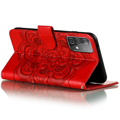 Imprint Mandala Flower Wallet Leather Cover for Samsung Galaxy A52 4G/5G / A52s 5G Protective Stand Shell