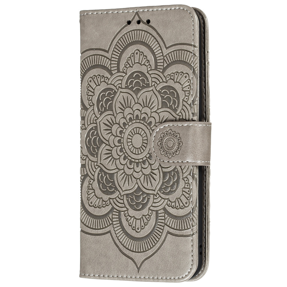 Imprint Mandala Flower Wallet Leather Cover for Samsung Galaxy A52 4G/5G / A52s 5G Protective Stand Shell
