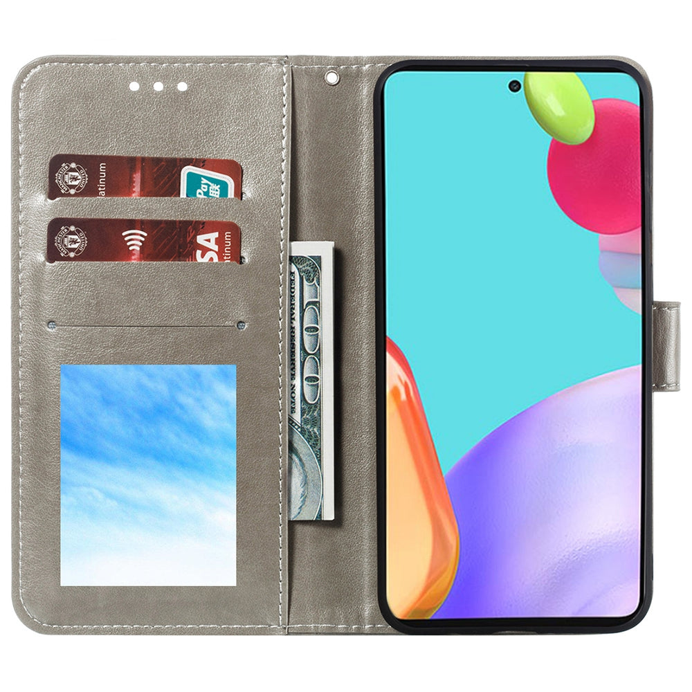 Imprint Mandala Flower Wallet Leather Cover for Samsung Galaxy A52 4G/5G / A52s 5G Protective Stand Shell