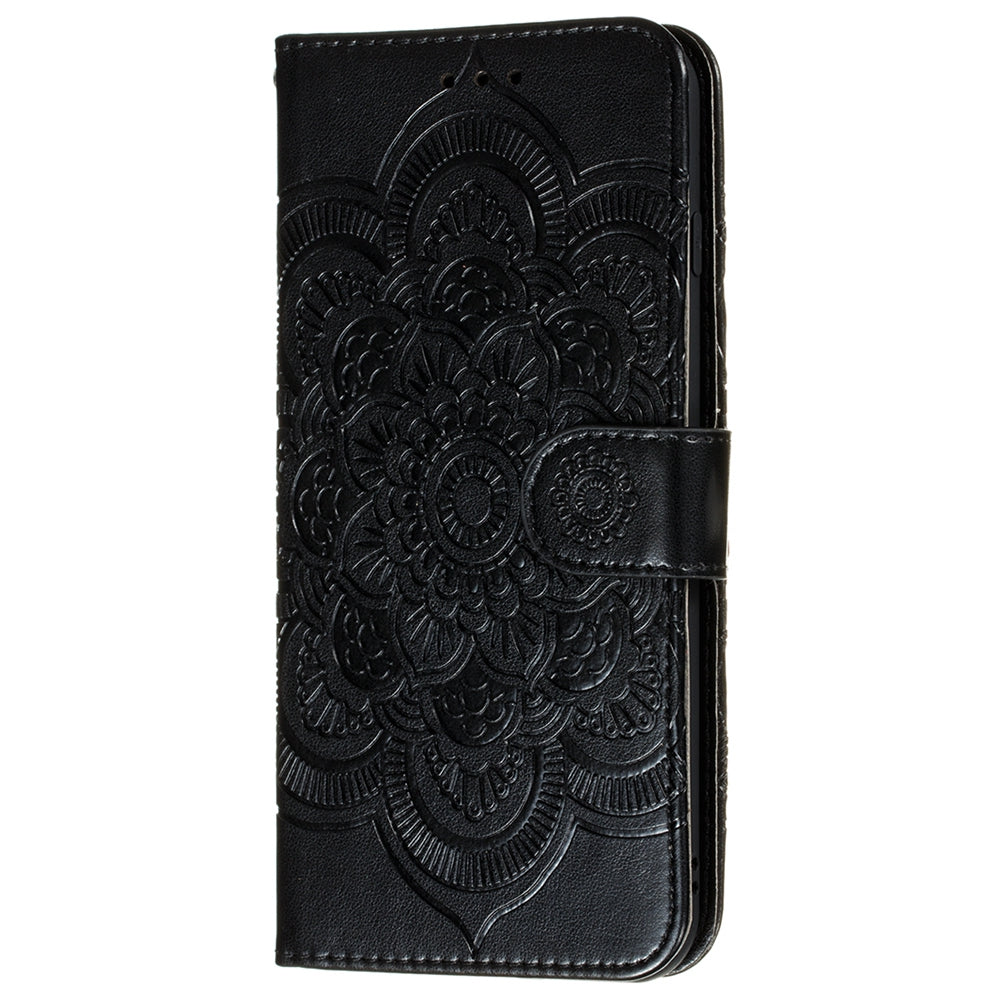 Imprint Mandala Flower Wallet Leather Cover for Samsung Galaxy A52 4G/5G / A52s 5G Protective Stand Shell