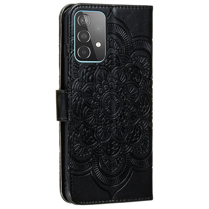 Imprint Mandala Flower Wallet Leather Cover for Samsung Galaxy A52 4G/5G / A52s 5G Protective Stand Shell