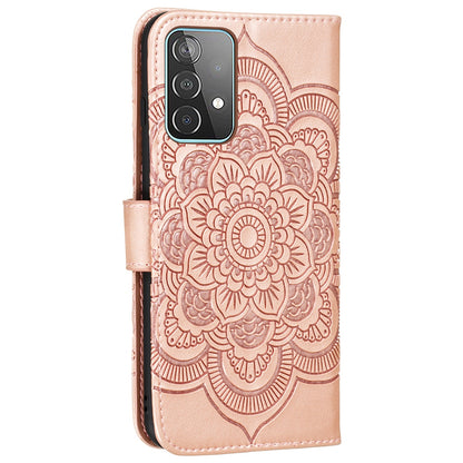 Imprint Mandala Flower Wallet Leather Cover for Samsung Galaxy A52 4G/5G / A52s 5G Protective Stand Shell