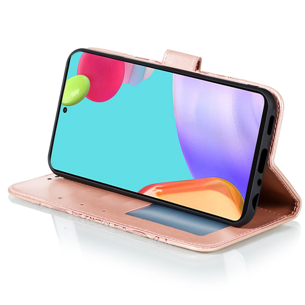 Imprint Mandala Flower Wallet Leather Cover for Samsung Galaxy A52 4G/5G / A52s 5G Protective Stand Shell