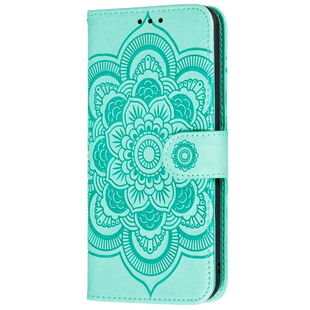 Imprint Mandala Flower Wallet Leather Cover for Samsung Galaxy A52 4G/5G / A52s 5G Protective Stand Shell