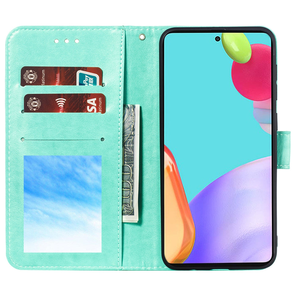 Imprint Mandala Flower Wallet Leather Cover for Samsung Galaxy A52 4G/5G / A52s 5G Protective Stand Shell