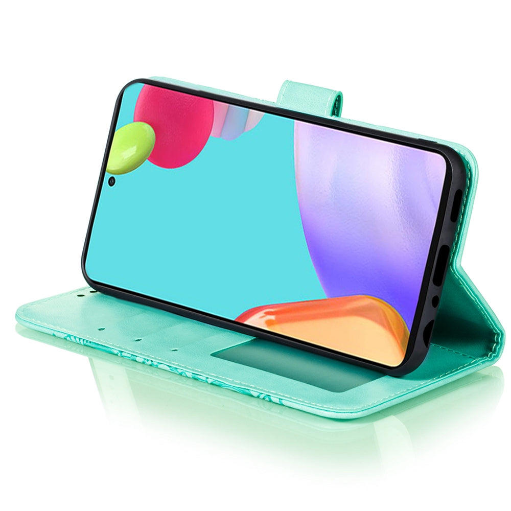 Imprint Mandala Flower Wallet Leather Cover for Samsung Galaxy A52 4G/5G / A52s 5G Protective Stand Shell