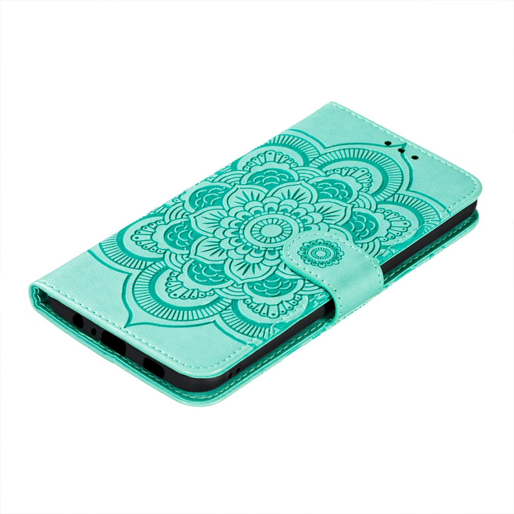 Imprint Mandala Flower Wallet Leather Cover for Samsung Galaxy A52 4G/5G / A52s 5G Protective Stand Shell