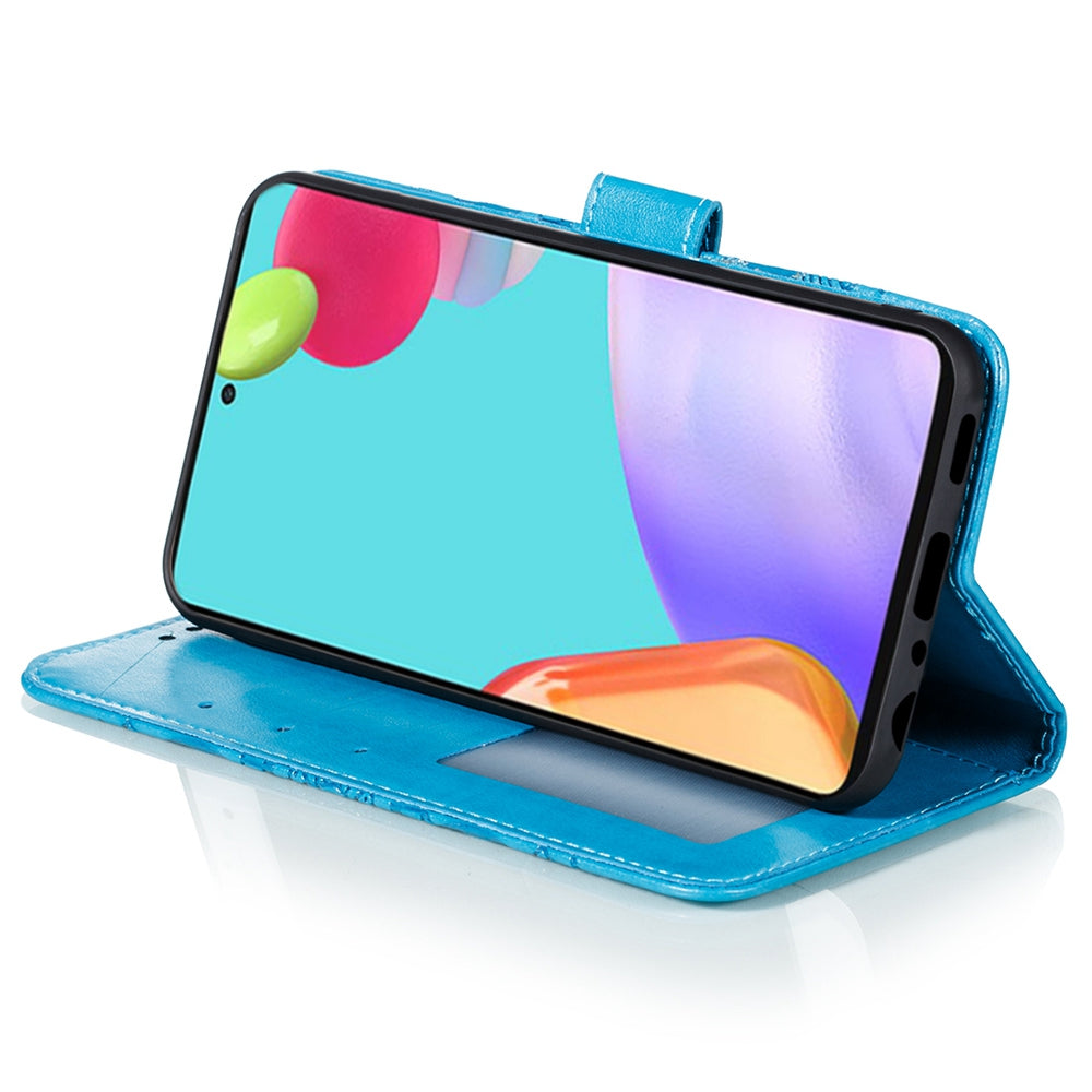 Imprint Mandala Flower Wallet Leather Cover for Samsung Galaxy A52 4G/5G / A52s 5G Protective Stand Shell