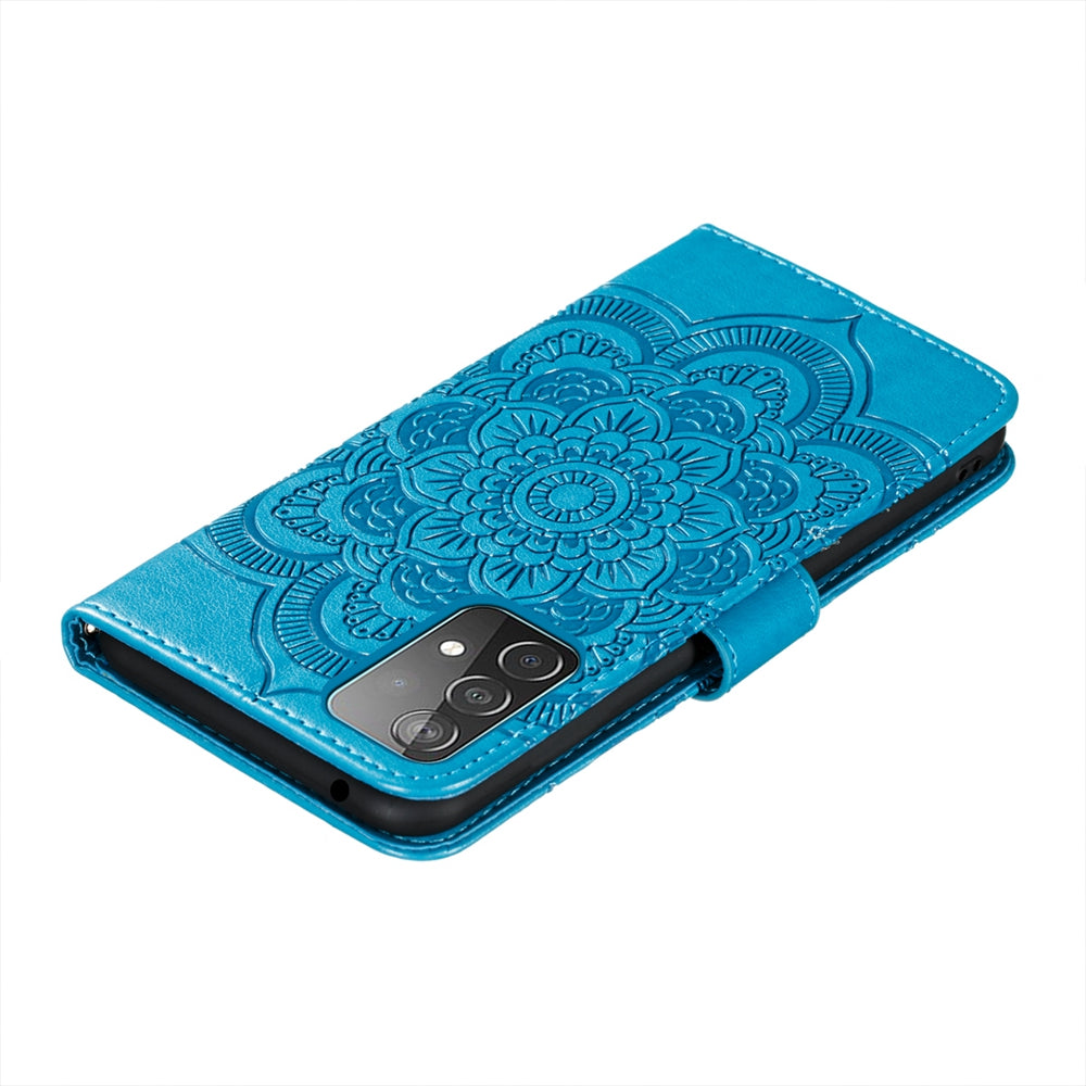 Imprint Mandala Flower Wallet Leather Cover for Samsung Galaxy A52 4G/5G / A52s 5G Protective Stand Shell
