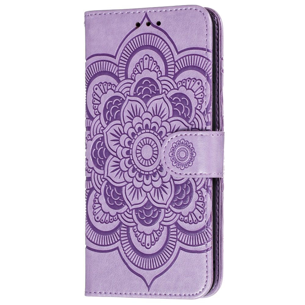 Imprint Mandala Flower Wallet Leather Cover for Samsung Galaxy A52 4G/5G / A52s 5G Protective Stand Shell