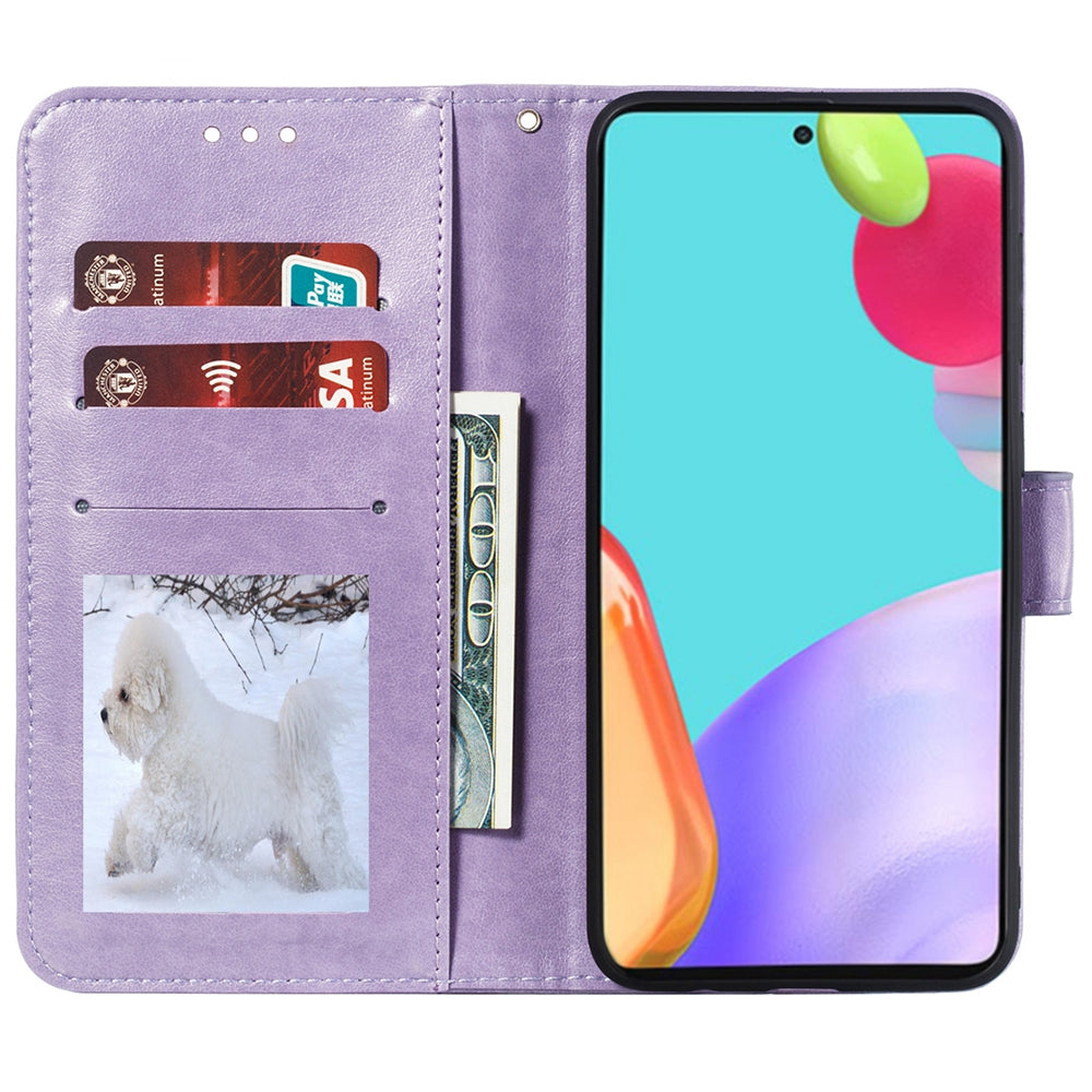Imprint Mandala Flower Wallet Leather Cover for Samsung Galaxy A52 4G/5G / A52s 5G Protective Stand Shell