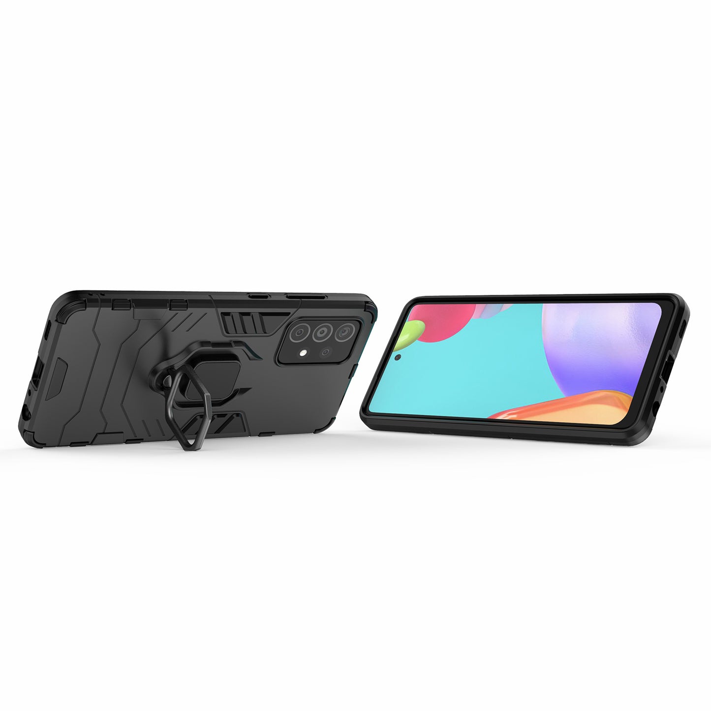 For Samsung Galaxy A52 4G/5G / A52s 5G Cool Guard PC + TPU Hybrid Phone Case Anti-shock Phone Cover with Ring Kickstand
