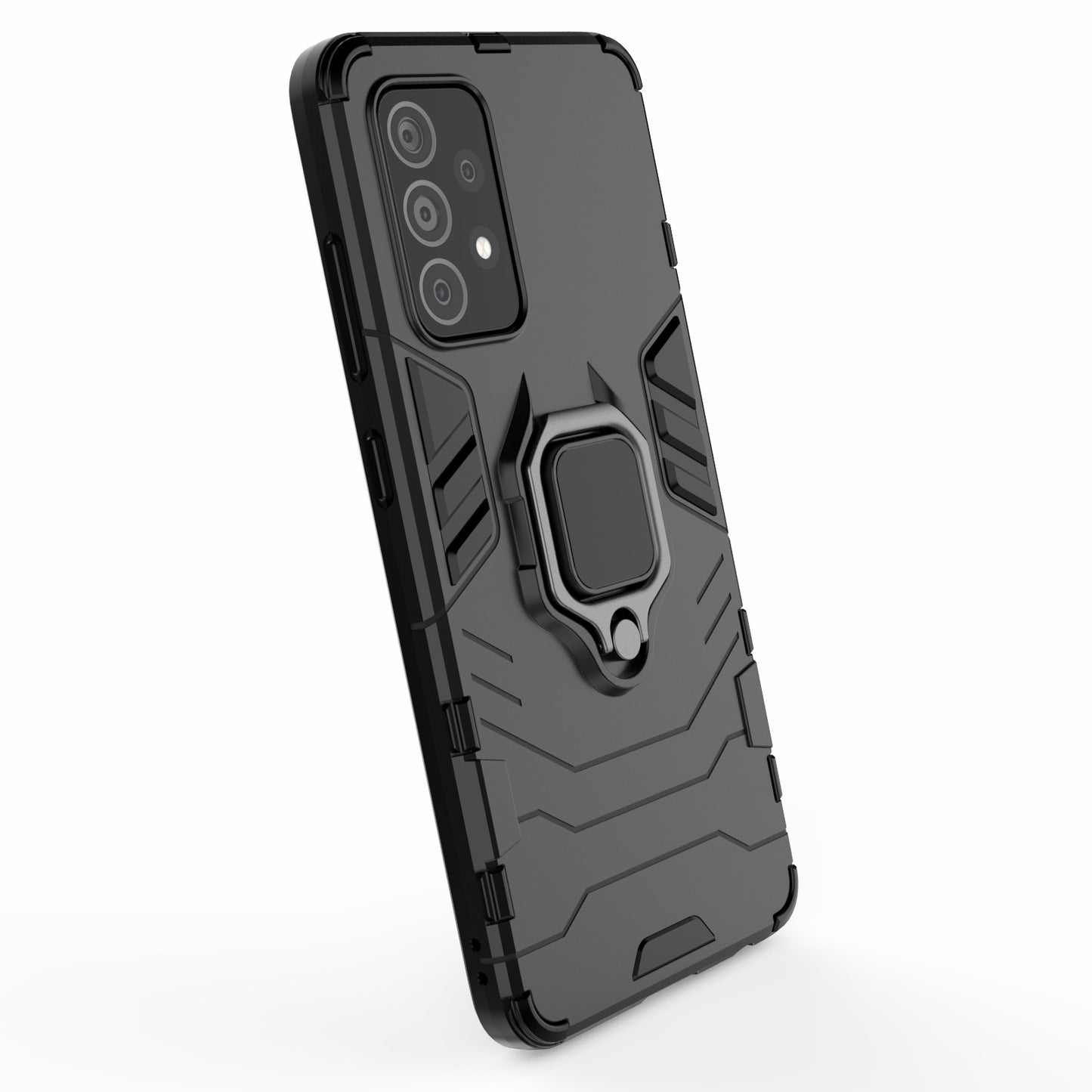 For Samsung Galaxy A52 4G/5G / A52s 5G Cool Guard PC + TPU Hybrid Phone Case Anti-shock Phone Cover with Ring Kickstand