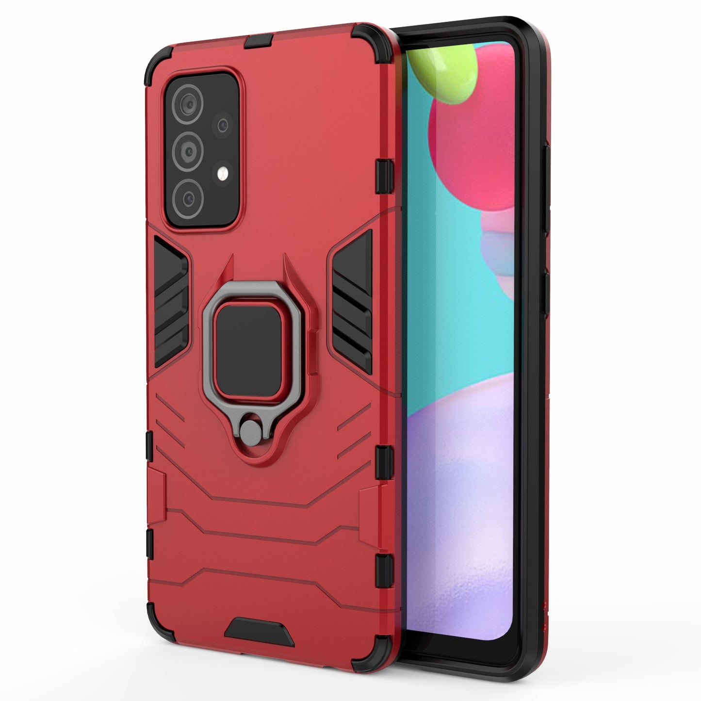 For Samsung Galaxy A52 4G/5G / A52s 5G Cool Guard PC + TPU Hybrid Phone Case Anti-shock Phone Cover with Ring Kickstand