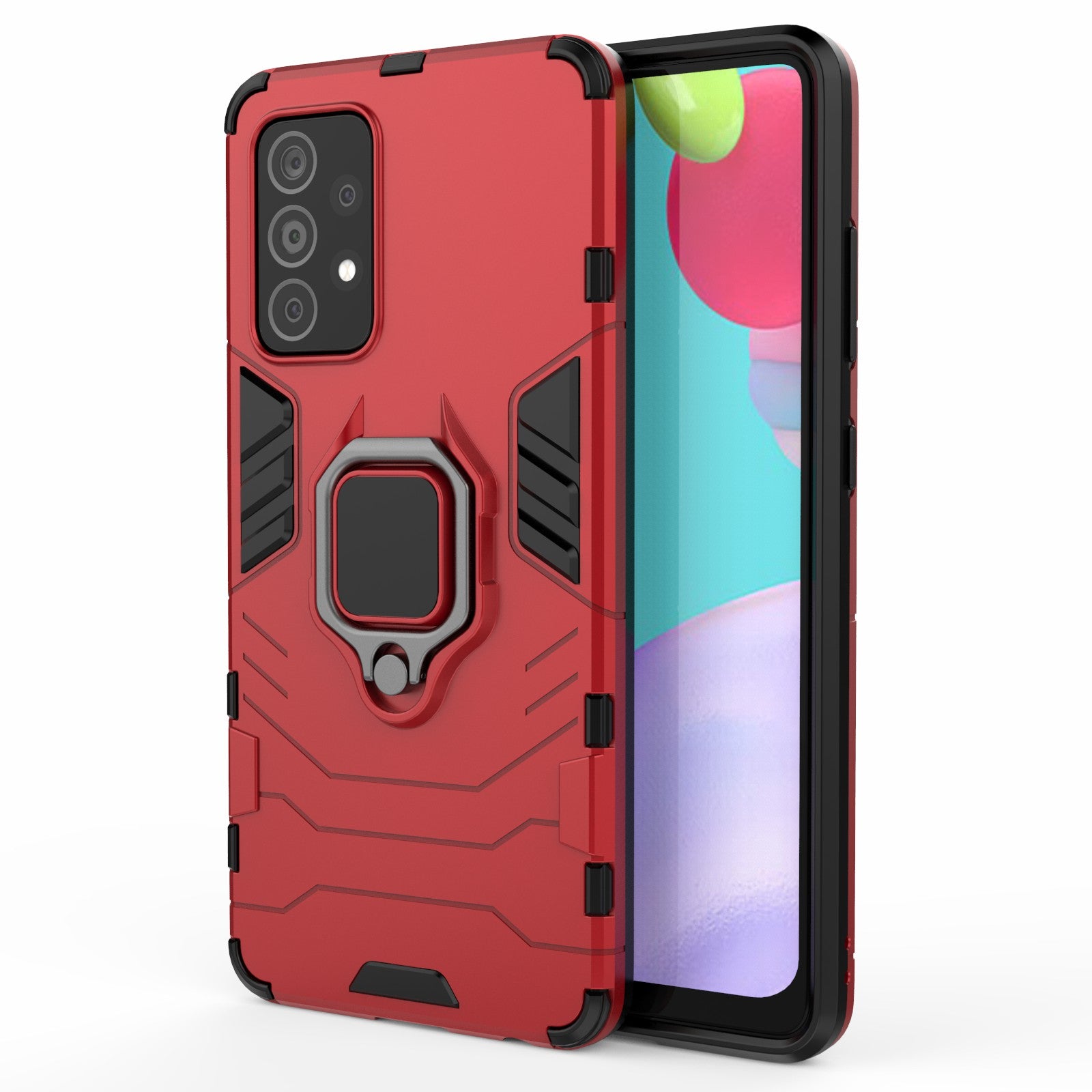 For Samsung Galaxy A52 4G/5G / A52s 5G Cool Guard PC + TPU Hybrid Phone Case Anti-shock Phone Cover with Ring Kickstand