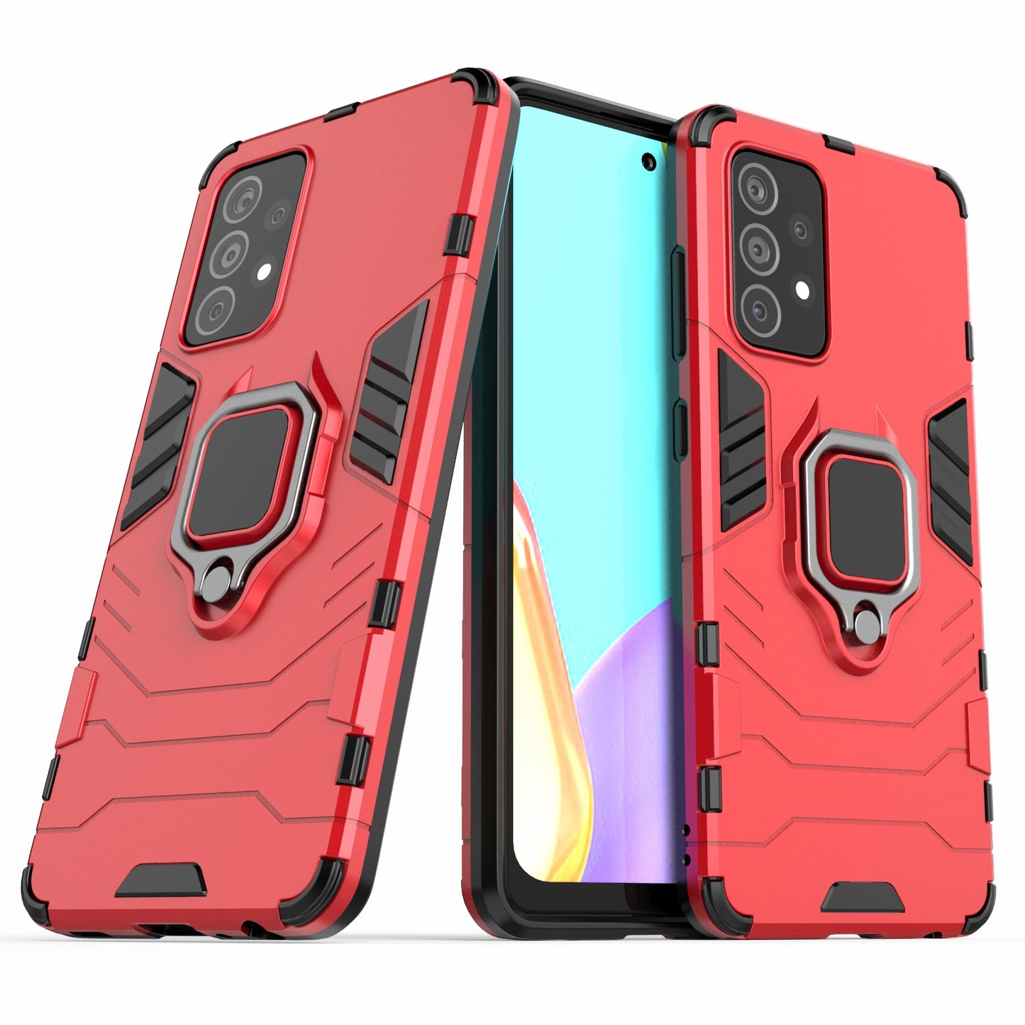 For Samsung Galaxy A52 4G/5G / A52s 5G Cool Guard PC + TPU Hybrid Phone Case Anti-shock Phone Cover with Ring Kickstand