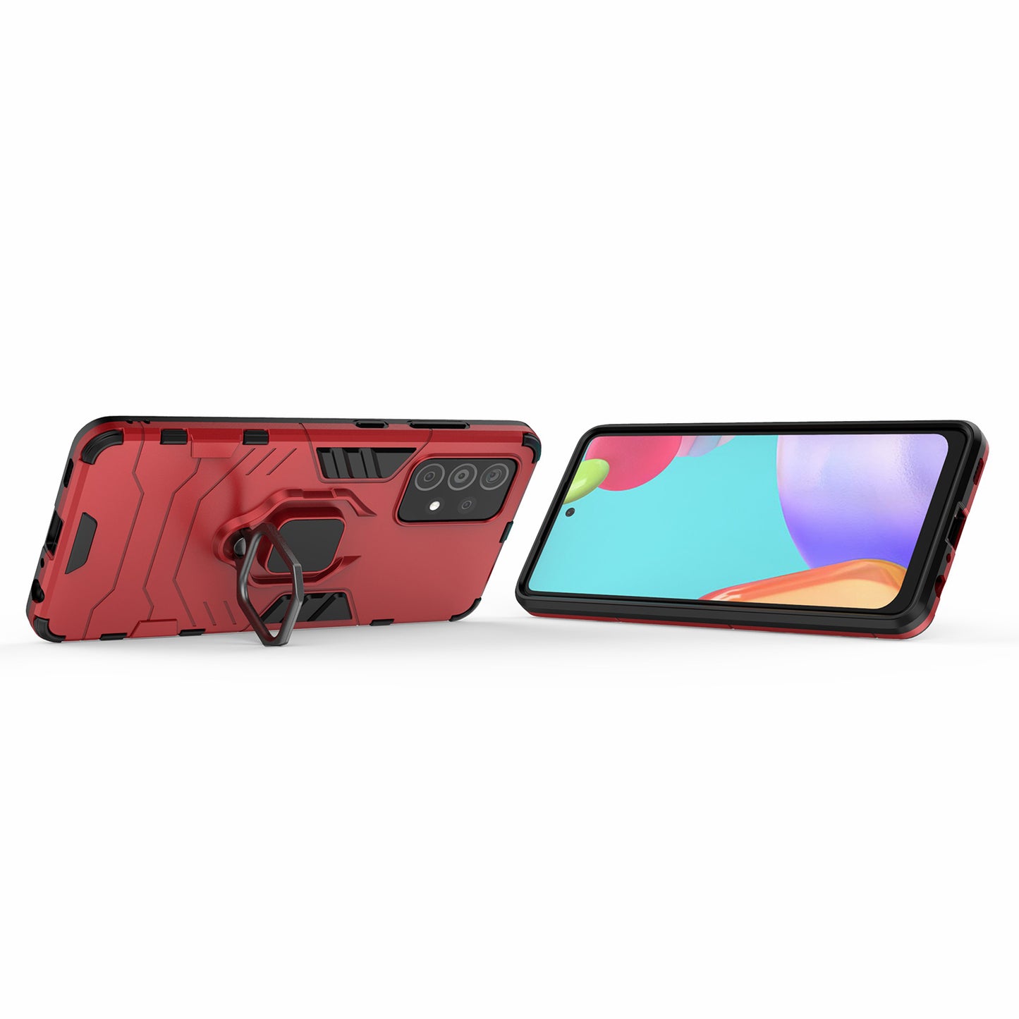 For Samsung Galaxy A52 4G/5G / A52s 5G Cool Guard PC + TPU Hybrid Phone Case Anti-shock Phone Cover with Ring Kickstand