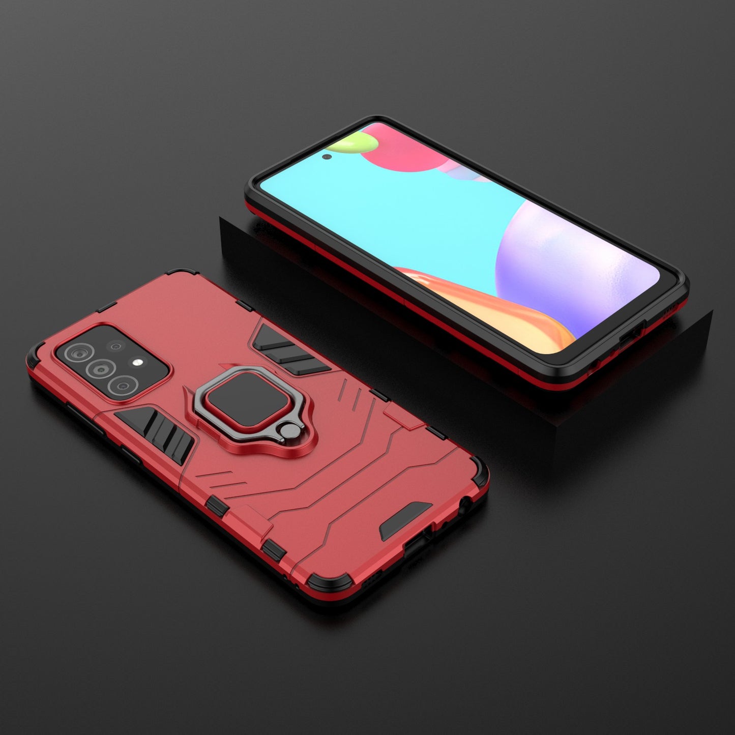 For Samsung Galaxy A52 4G/5G / A52s 5G Cool Guard PC + TPU Hybrid Phone Case Anti-shock Phone Cover with Ring Kickstand