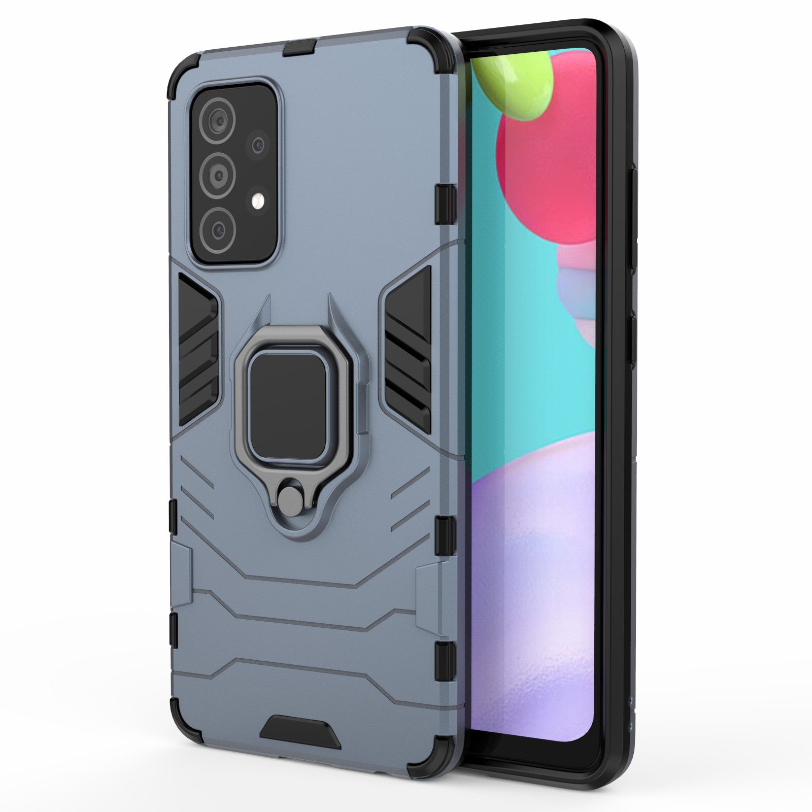 For Samsung Galaxy A52 4G/5G / A52s 5G Cool Guard PC + TPU Hybrid Phone Case Anti-shock Phone Cover with Ring Kickstand
