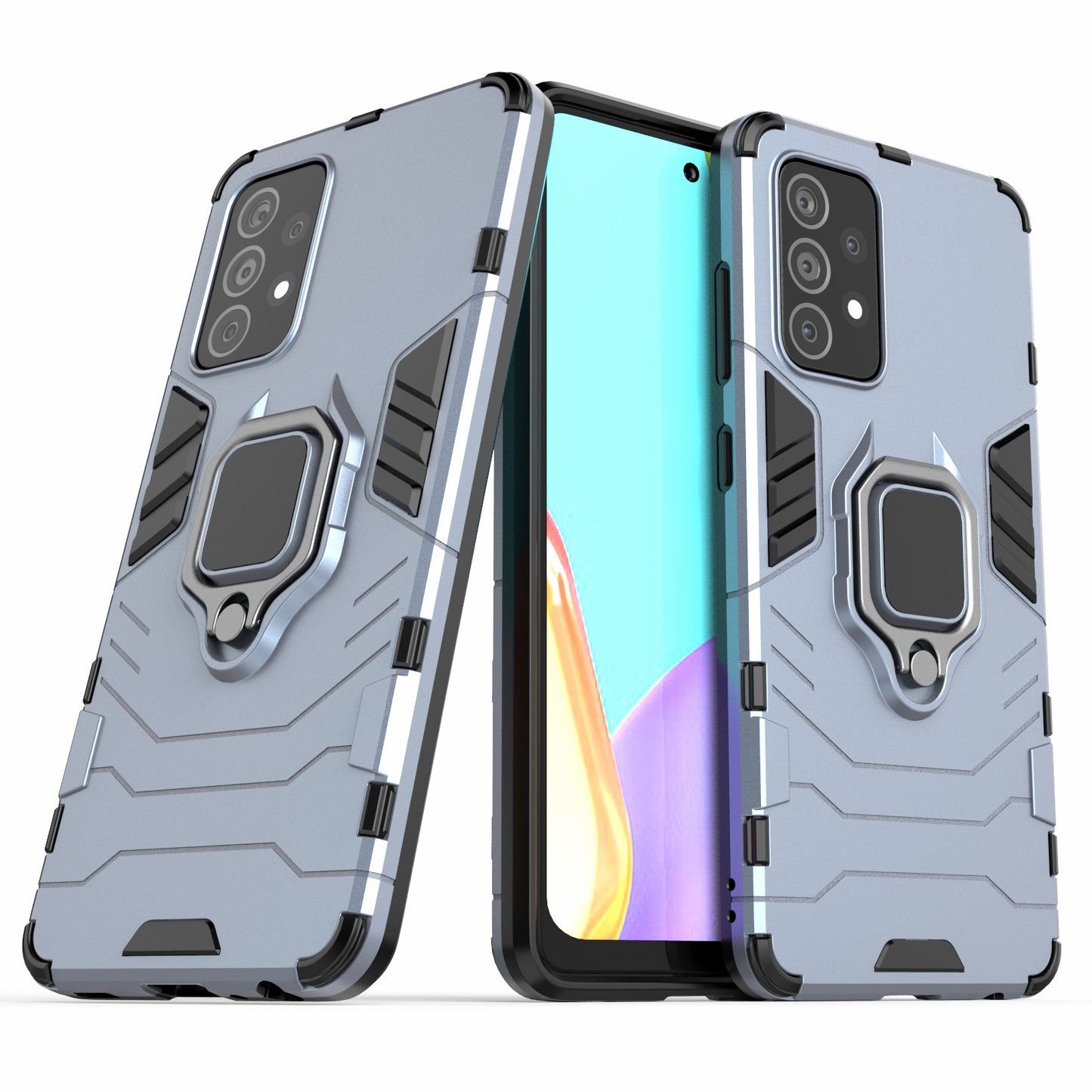 For Samsung Galaxy A52 4G/5G / A52s 5G Cool Guard PC + TPU Hybrid Phone Case Anti-shock Phone Cover with Ring Kickstand